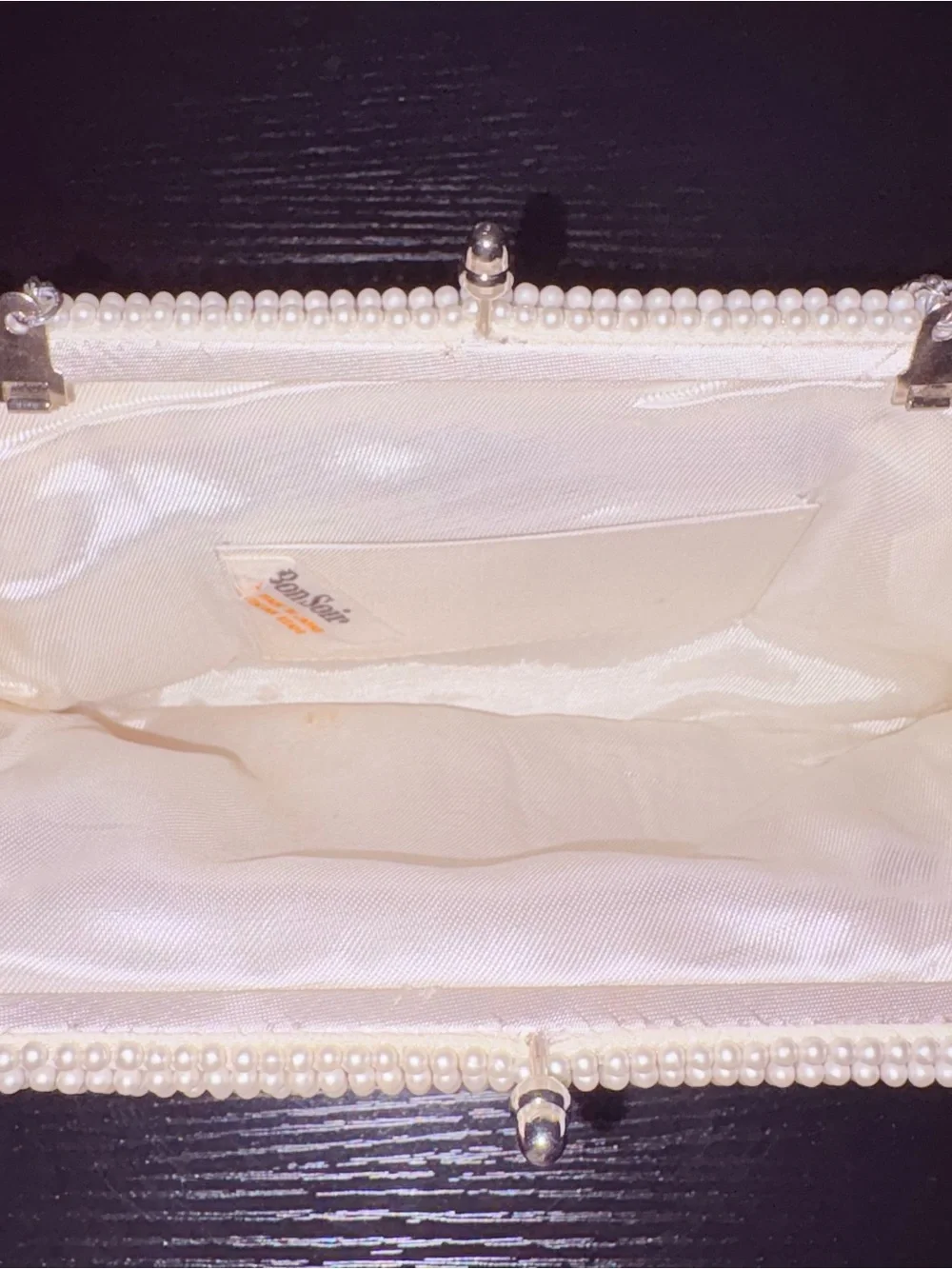 Vintage Bon Soir Ivory Beaded Evening Bag Purse Japan Italian Beads Chain